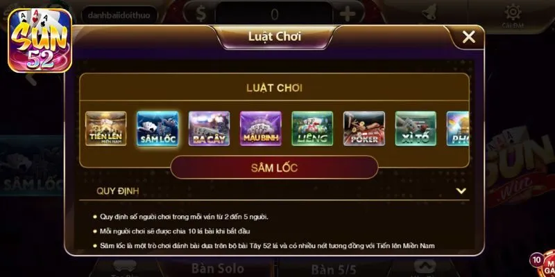 Quy tắc chơi bài cơ bản tại Cổng game SUN52